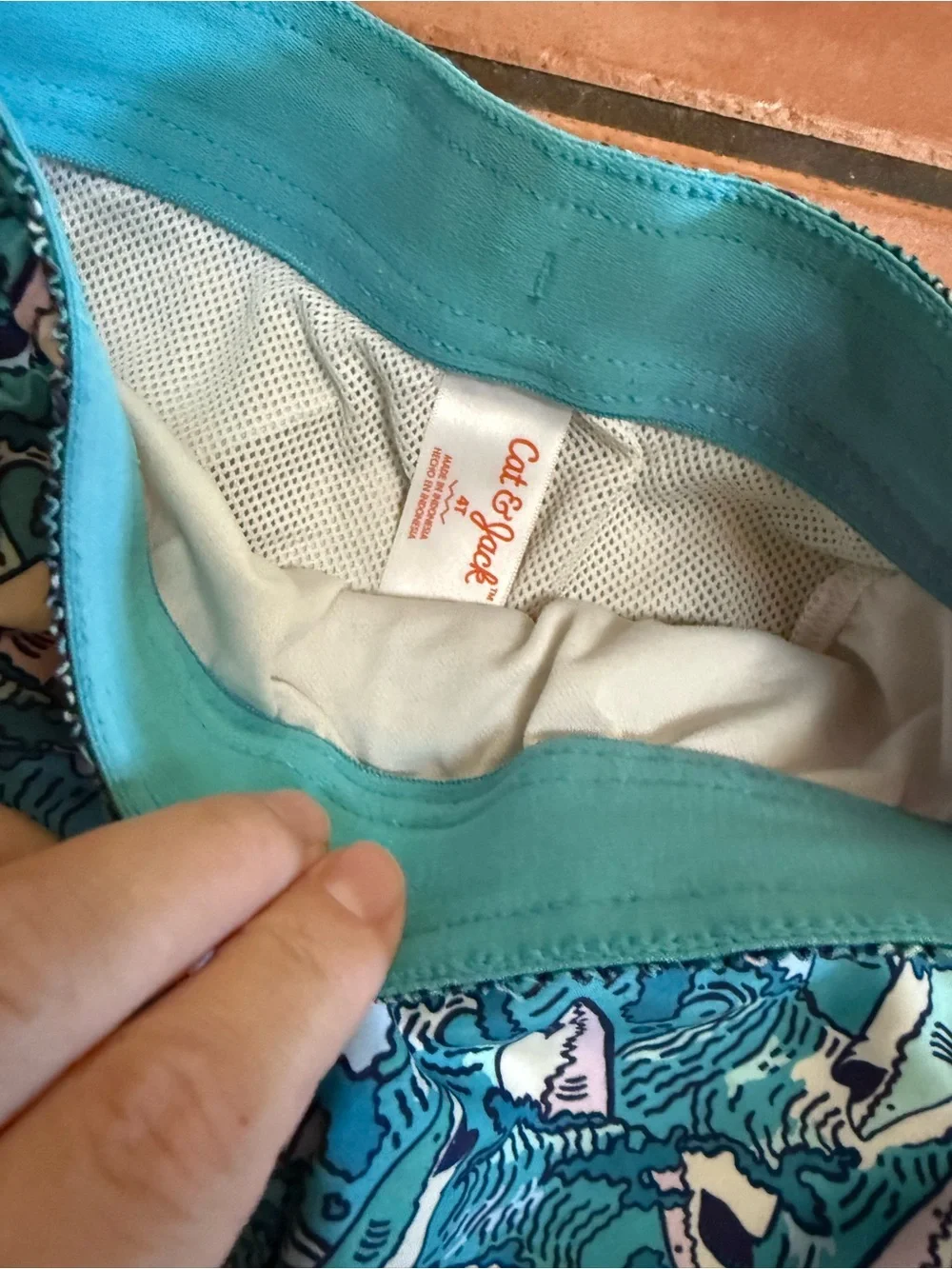 Cat & Jack Girls' Turquoise Shark Print Swim Shorts‎